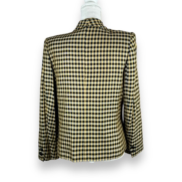 Vintage Kasper for ASL Black & Yellow Plaid Blazer Shoulder Pads Clueless Cher - Picture 4 of 9